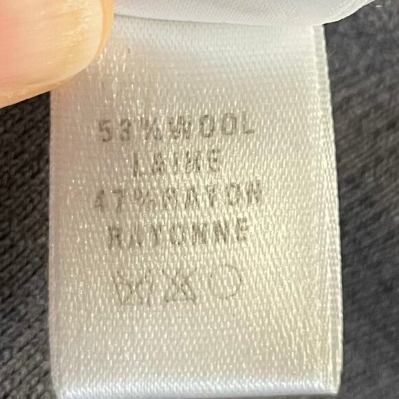 St. John Colorblock Full Zip Wool Rayon Knit Cardigan Blue Cream Grey Blk Sz 4 - Picture 10 of 12